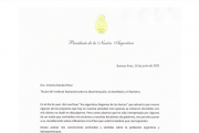 Tras la polémica frase, el presidente mandó una carta al INADI