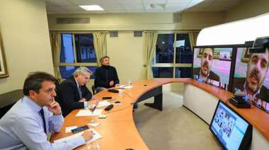 Alberto Fernández en zoom con referentes de Juntos por el Cambio