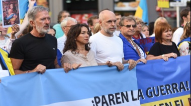 Horacio Rodríguez Larreta y Patricia Bullrich dirigieron la marcha en apoyo a Ucrania