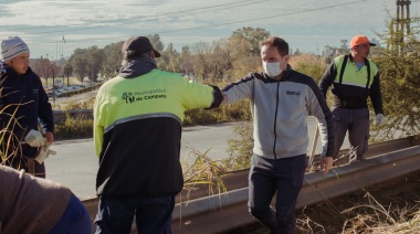 Abella cruza a provincia y realiza mantenimiento sobre ruta 6