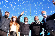 Axel Kicillof y Máximo Kirchner participaron en un acto junto a los candidatos Tolosa Paz y Gollan